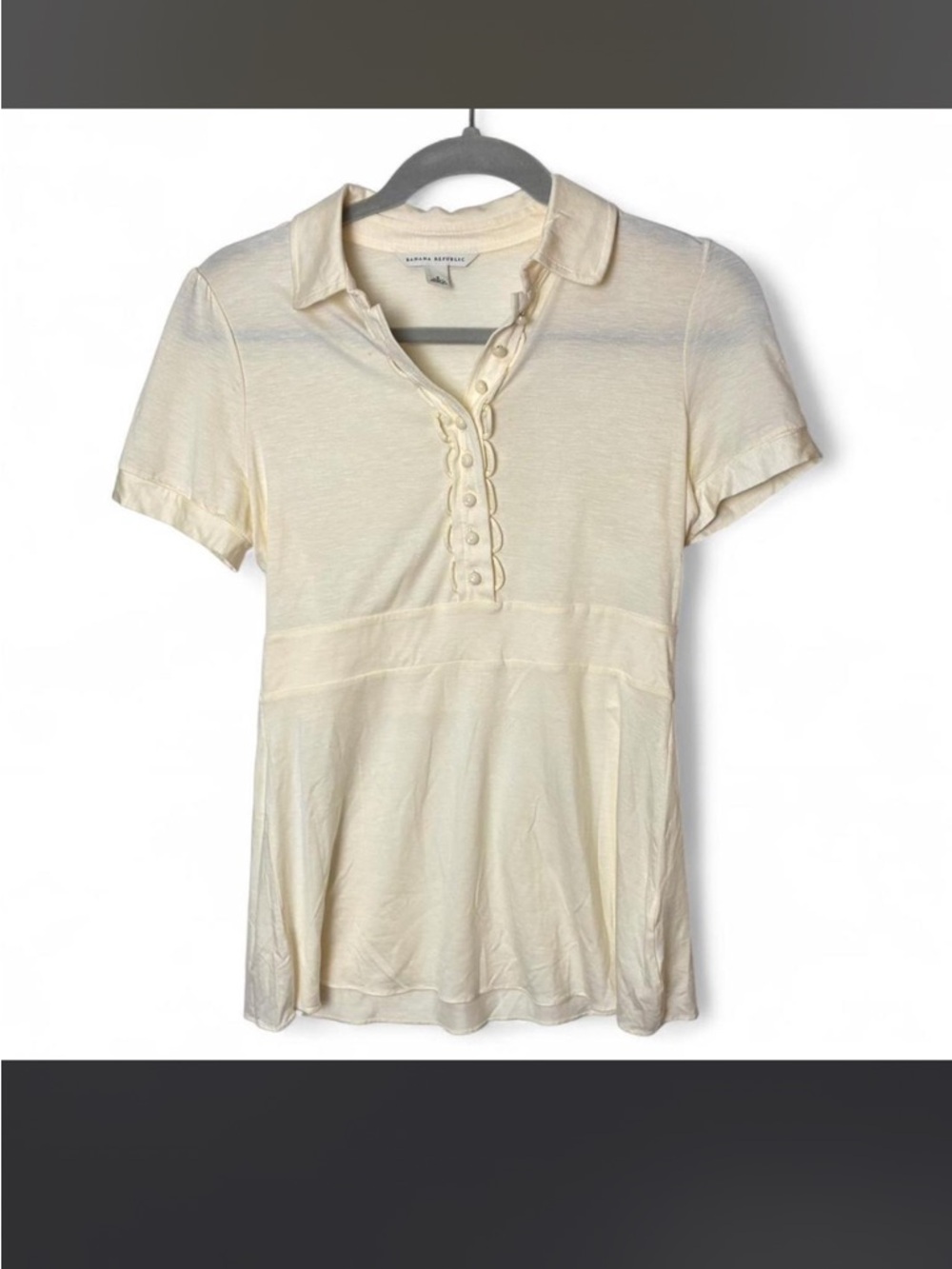 BANANA REPUBLIC- Light Cream Polo Style Short Sleeve Top- Size:S